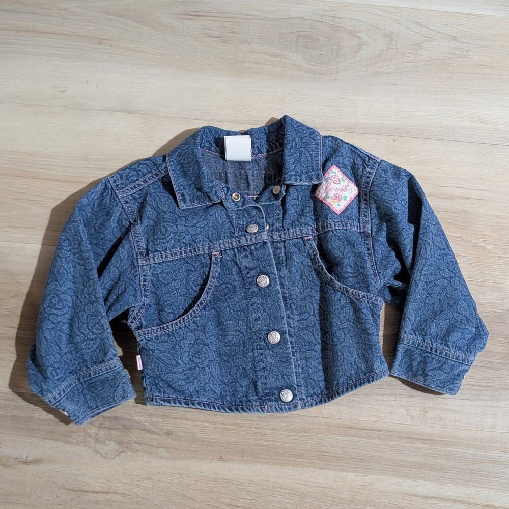 Little Levi's | Vintage 90s Made in USA Floral Denim Jacket | Toddler Size 4